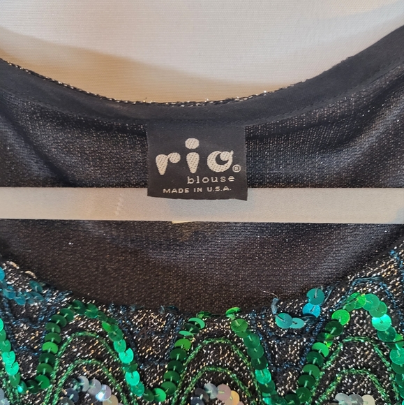 Vtg M 70s Rainbow Mattalic Chevron Sequin Disco Crop Top RIO Blouse USA UNION - Picture 7 of 10